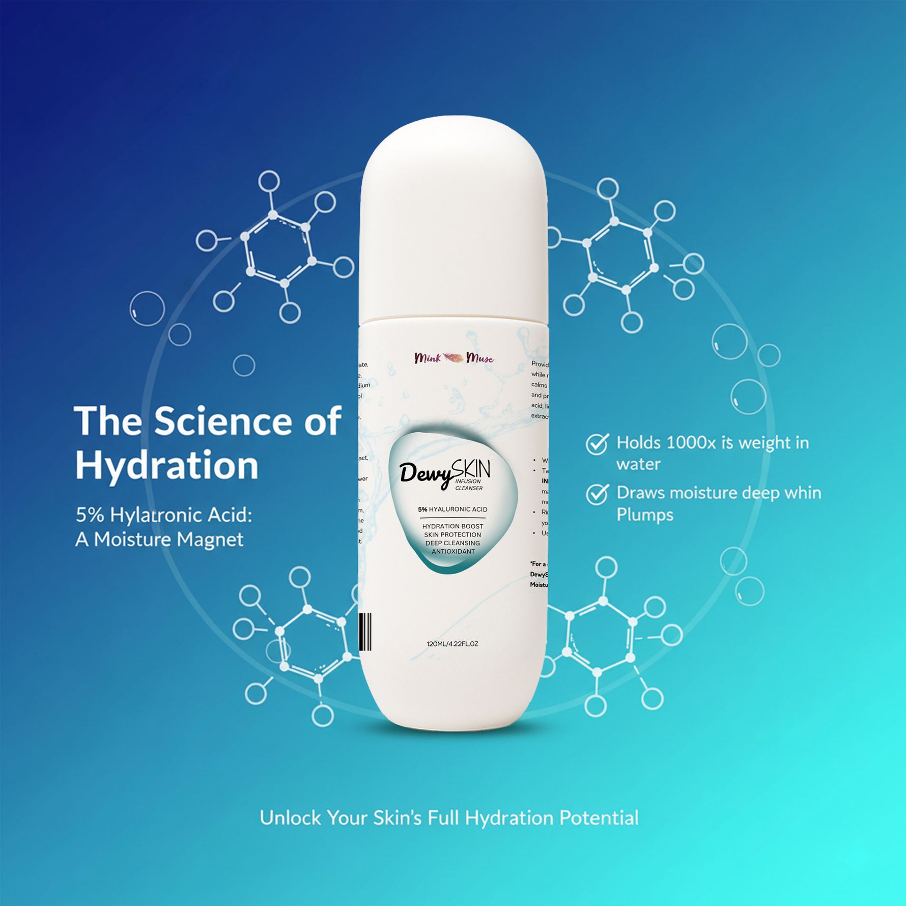 Hyaluronic Acid cleanser with licorice root lavender and calendula for soothing and antioxidant protection
