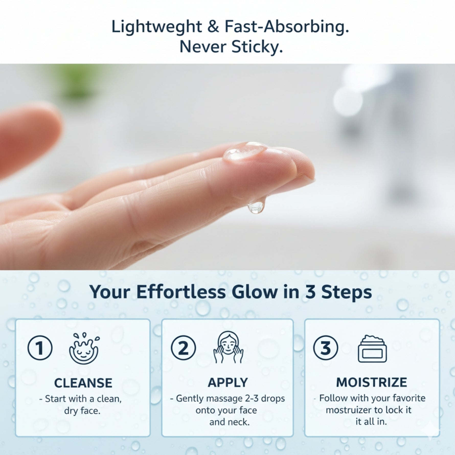 Glimify DewySKIN Hyaluronic Acid Serum lightweight silky texture for glowing skin