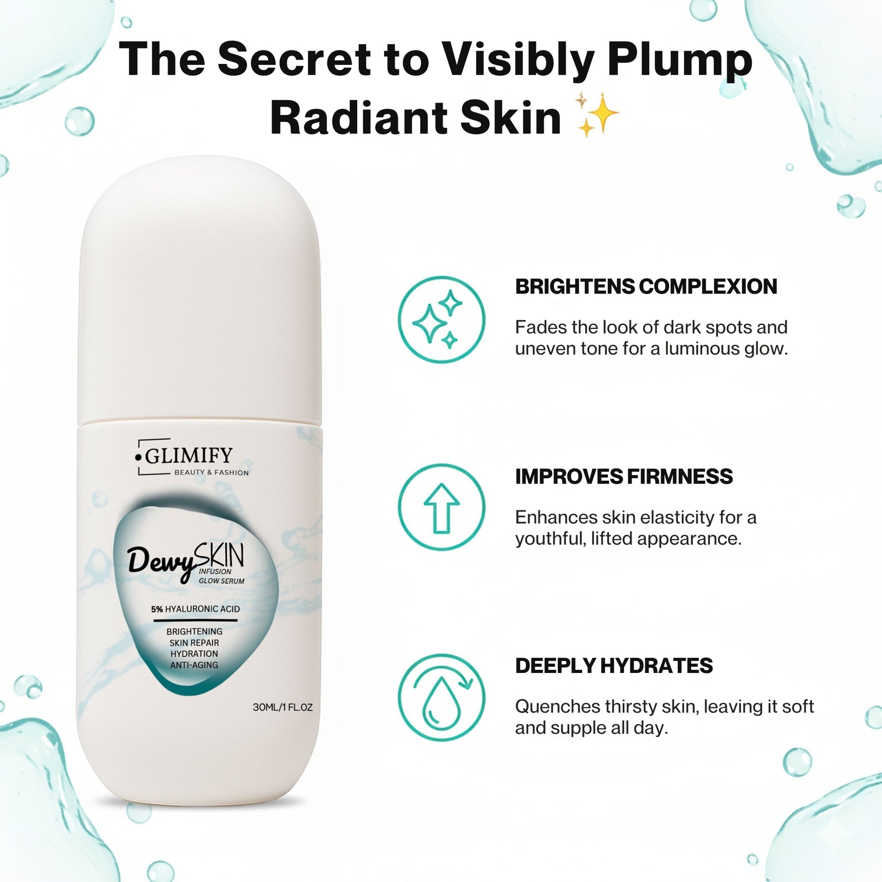 Non-greasy fast absorbing DewySKIN serum suitable for all skin types