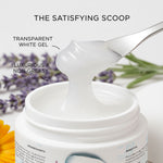 Transparent white gel moisturizer luxurious lightweight and non sticky texture