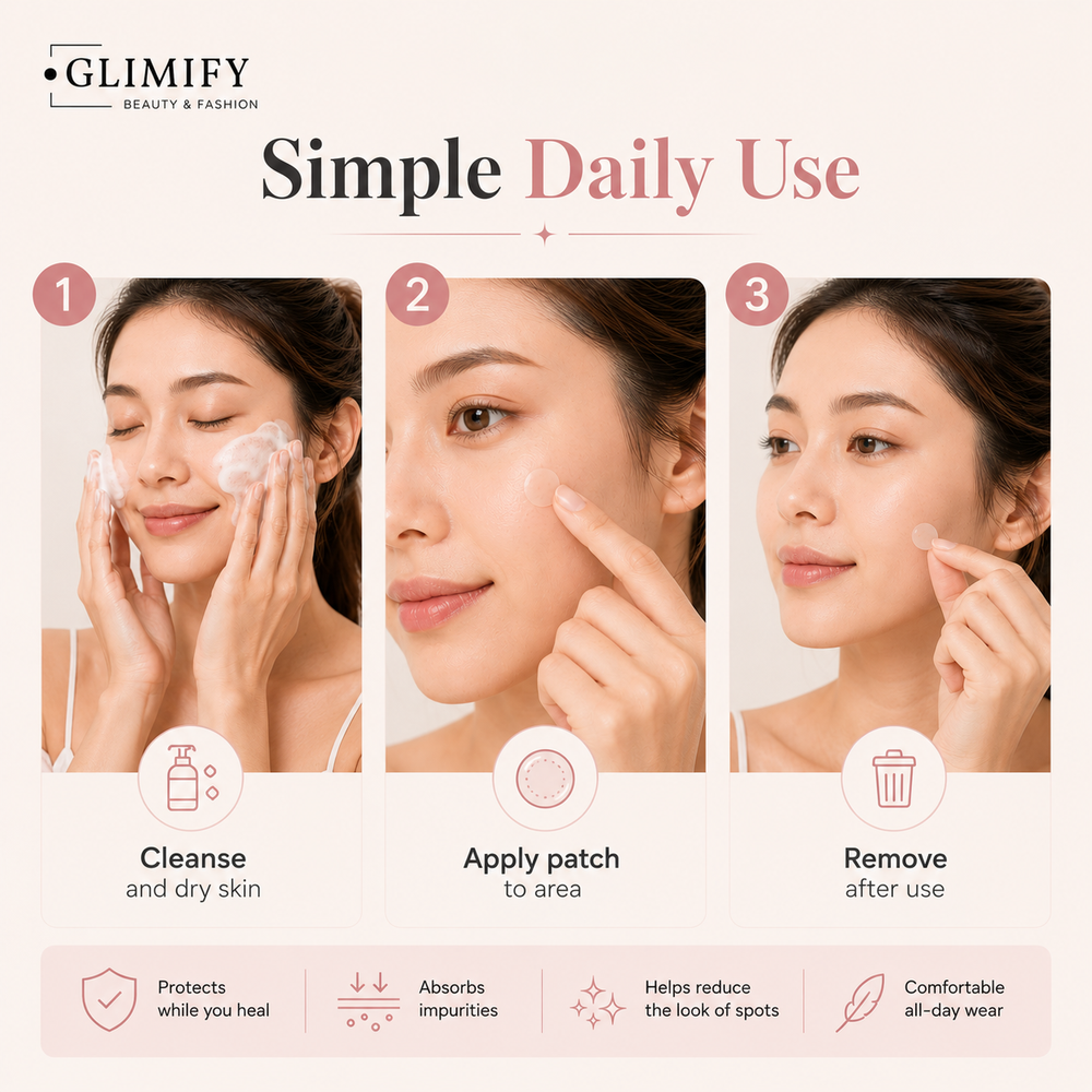 Glimify hydrocolloid acne patches 36 invisible pimple patches with tapered edge