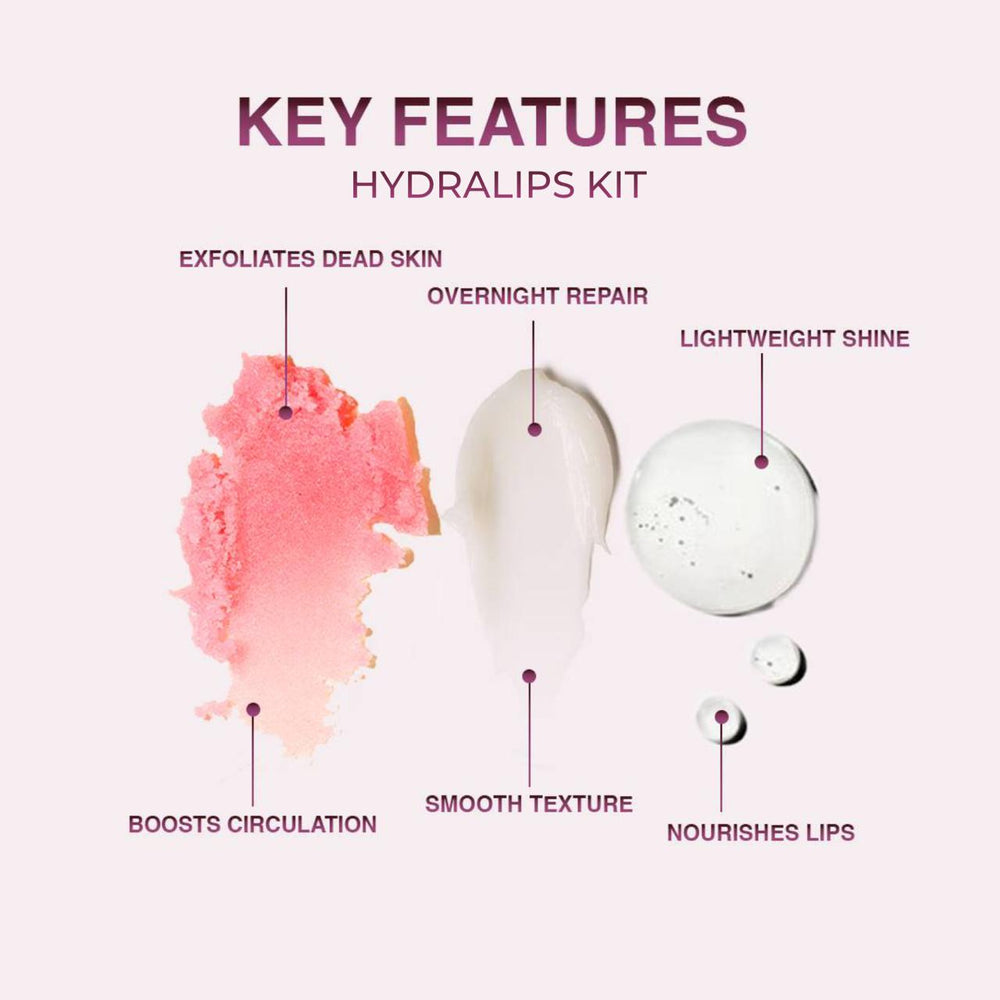 Glimify Hydralips hydrating lip care kit with scrub balm and plumper