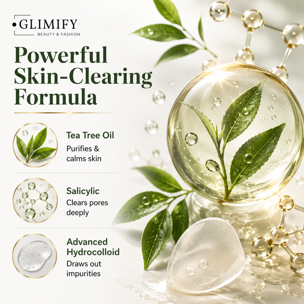 Glimify hydrocolloid acne patches 36 invisible pimple patches with tapered edge